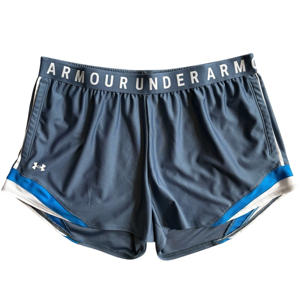 🔴 Under Armour Women's Play Up 3.0 Shorts Grey Blue XL EUC